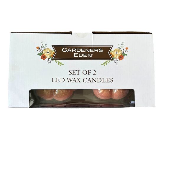 Gardener's Eden LED Wax PUMPKIN Candles Set of 2 Fall Decor Orange NIB - Picture 4 of 12
